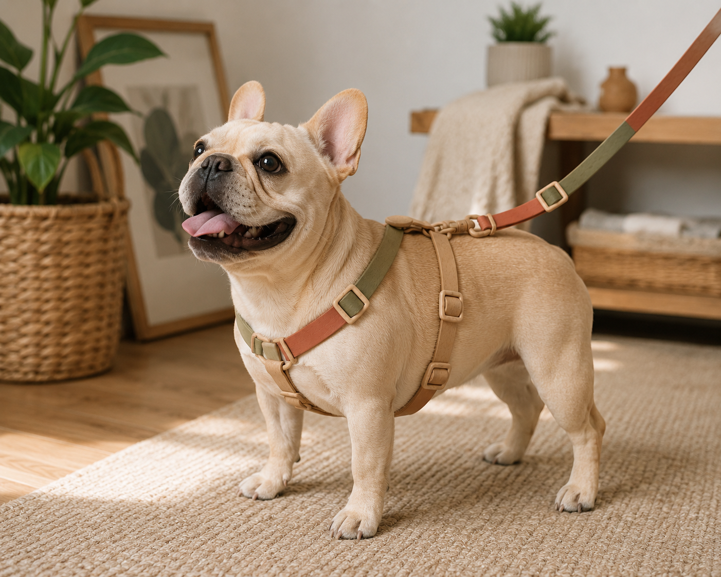 Adjustable Multicolour Dog Harness and Lead Set with Secure Clip