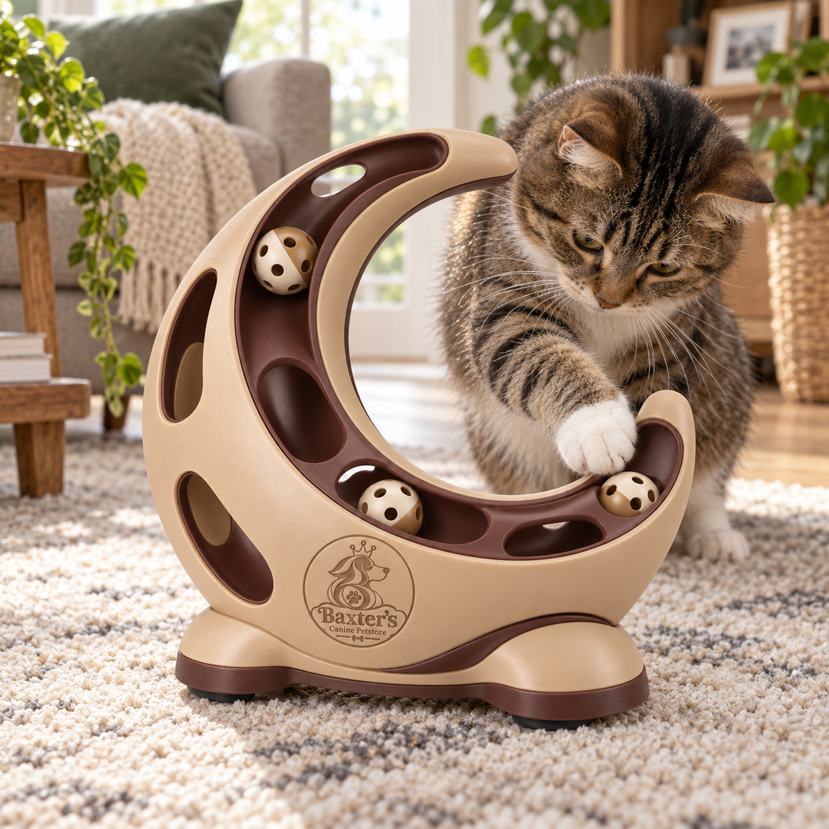 Baxter’s Crescent Interactive Ball Track Cat Toy
