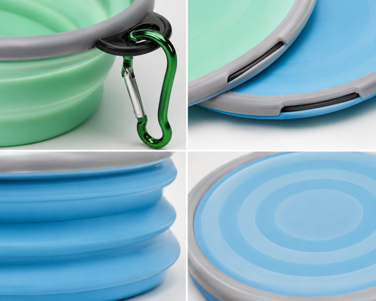 Collapsible Dog Travel Bowls with Lids – Portable 2 Pack