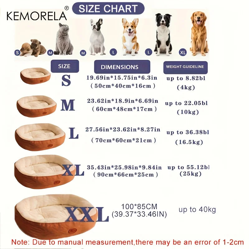 Plush Oval Snuggle Pet Bed for Cats and Small Dogs