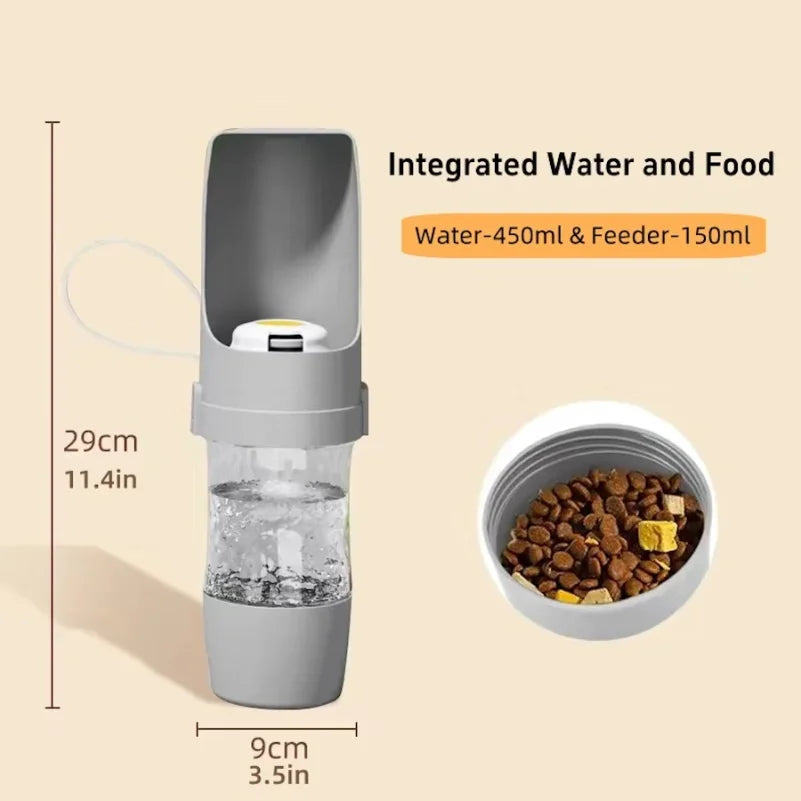 Portable Pet Water Bottle With Food Storage 500 ml