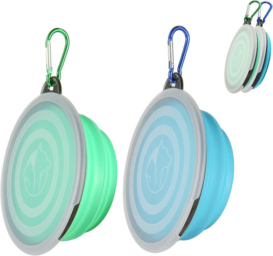 Collapsible Dog Travel Bowls with Lids – Portable 2 Pack