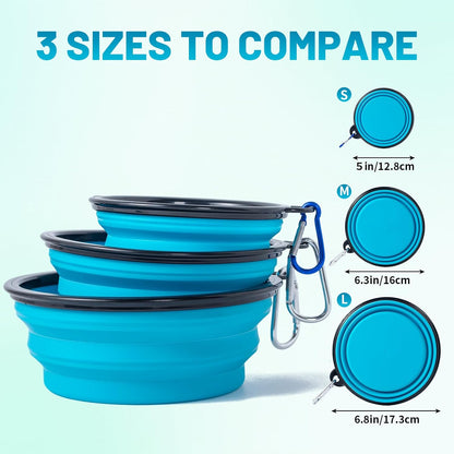 Collapsible Dog Travel Bowls with Lids – Portable 2 Pack