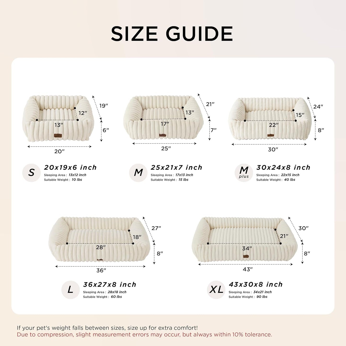 Rectangle Fleece Dog Bed with Raised Sides and Washable Cover