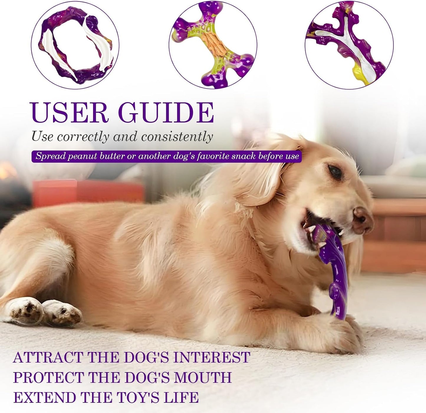 Tough Dog Chew Toys 3-Pack – Durable Bones for Aggressive Chewers