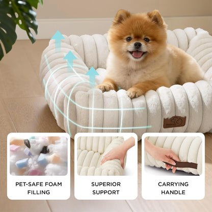 Rectangle Fleece Dog Bed with Raised Sides and Washable Cover