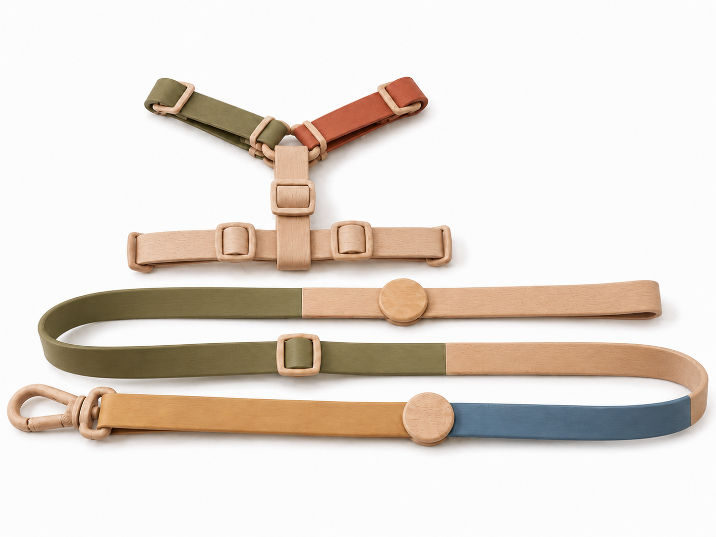Adjustable Multicolour Dog Harness and Lead Set with Secure Clip