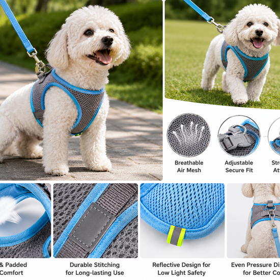 Baxter's Canine Pet Store Adjustable Reflective Pet Harness Set With Leash