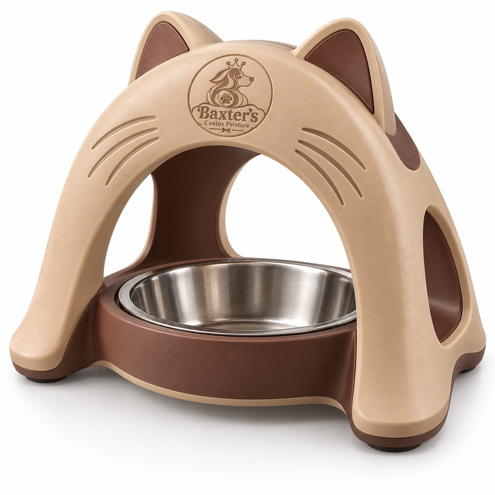 Baxter’s Cat-Shaped Raised Stainless Steel Feeding Bowl
