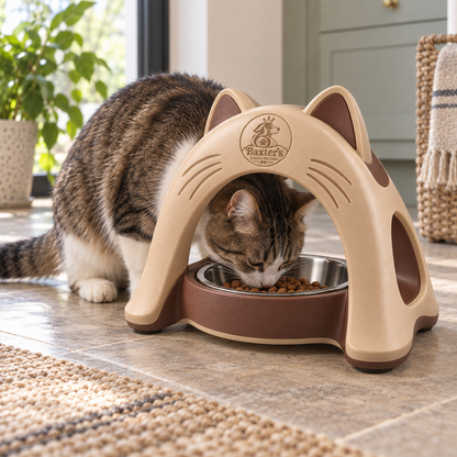 Baxter’s Cat-Shaped Raised Stainless Steel Feeding Bowl