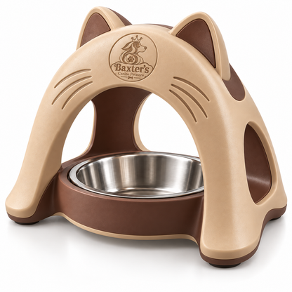 Baxter’s Cat-Shaped Raised Stainless Steel Feeding Bowl