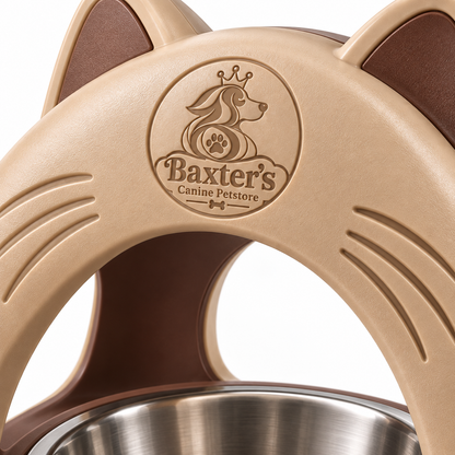 Baxter’s Cat-Shaped Raised Stainless Steel Feeding Bowl