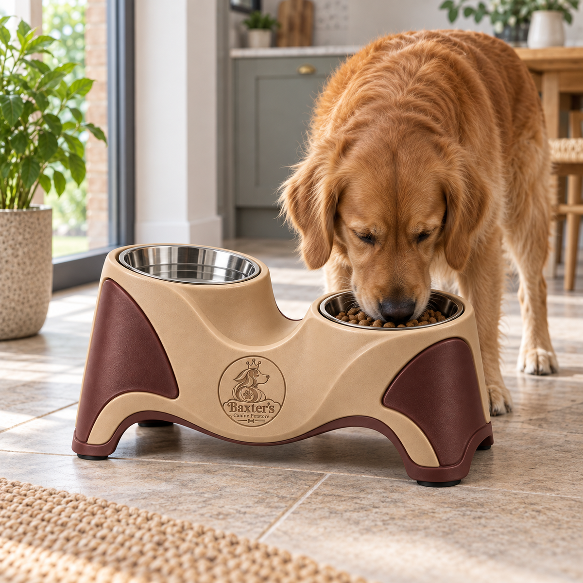 Baxter’s Dual-Level Raised Double Bowl Dog Feeder