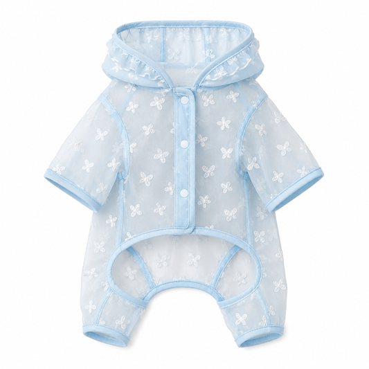 Breathable Mesh Dog Sunscreen Hoodie With Butterfly Print