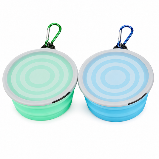 Collapsible Dog Travel Bowls with Lids – Portable 2 Pack