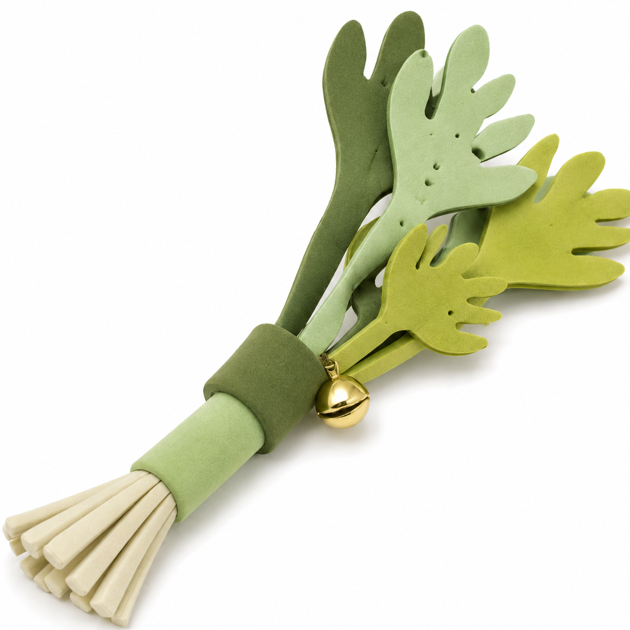 Green Cat Teaser Wand with Bell and Multi-Strip Design