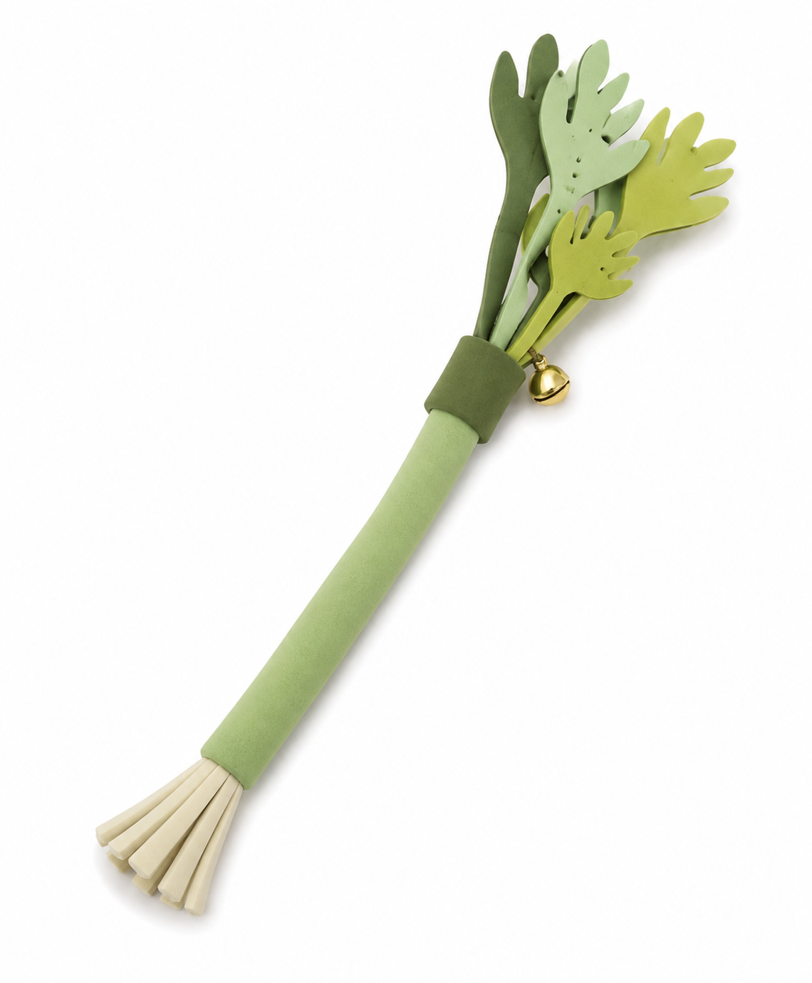 Green Cat Teaser Wand with Bell and Multi-Strip Design