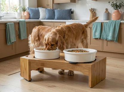 Raised Non-Slip Ceramic Pet Bowl Set for Dogs & Cats
