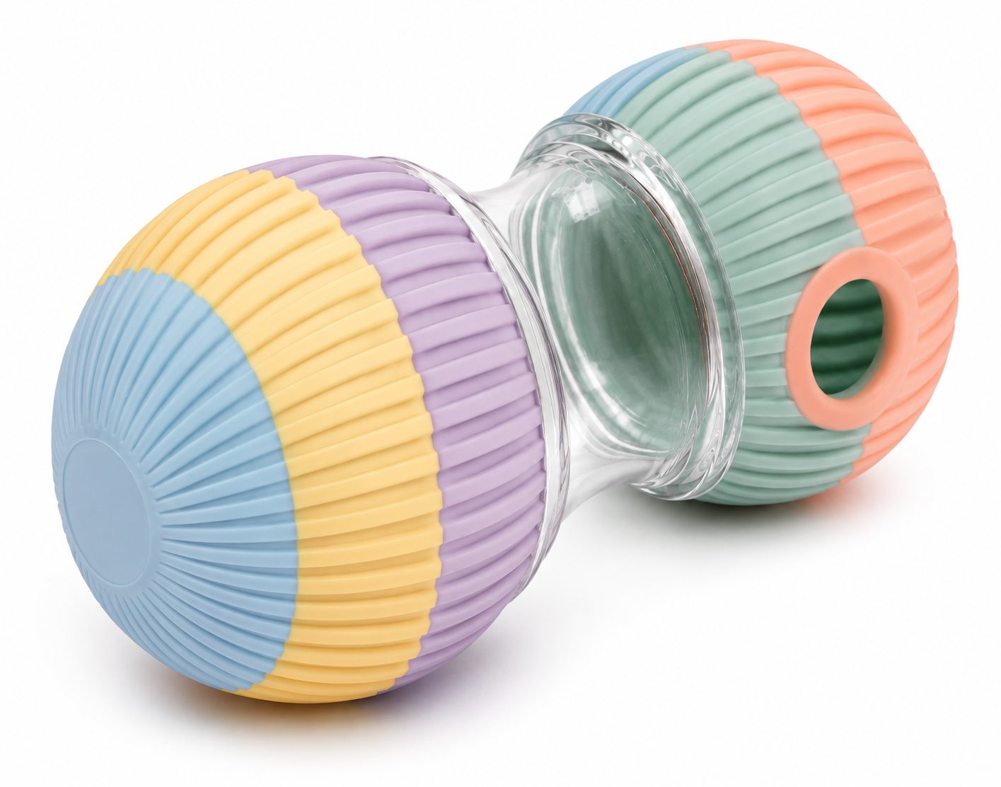 Pastel Dumbbell-Shaped Dog Treat Dispenser and Rolling Toy