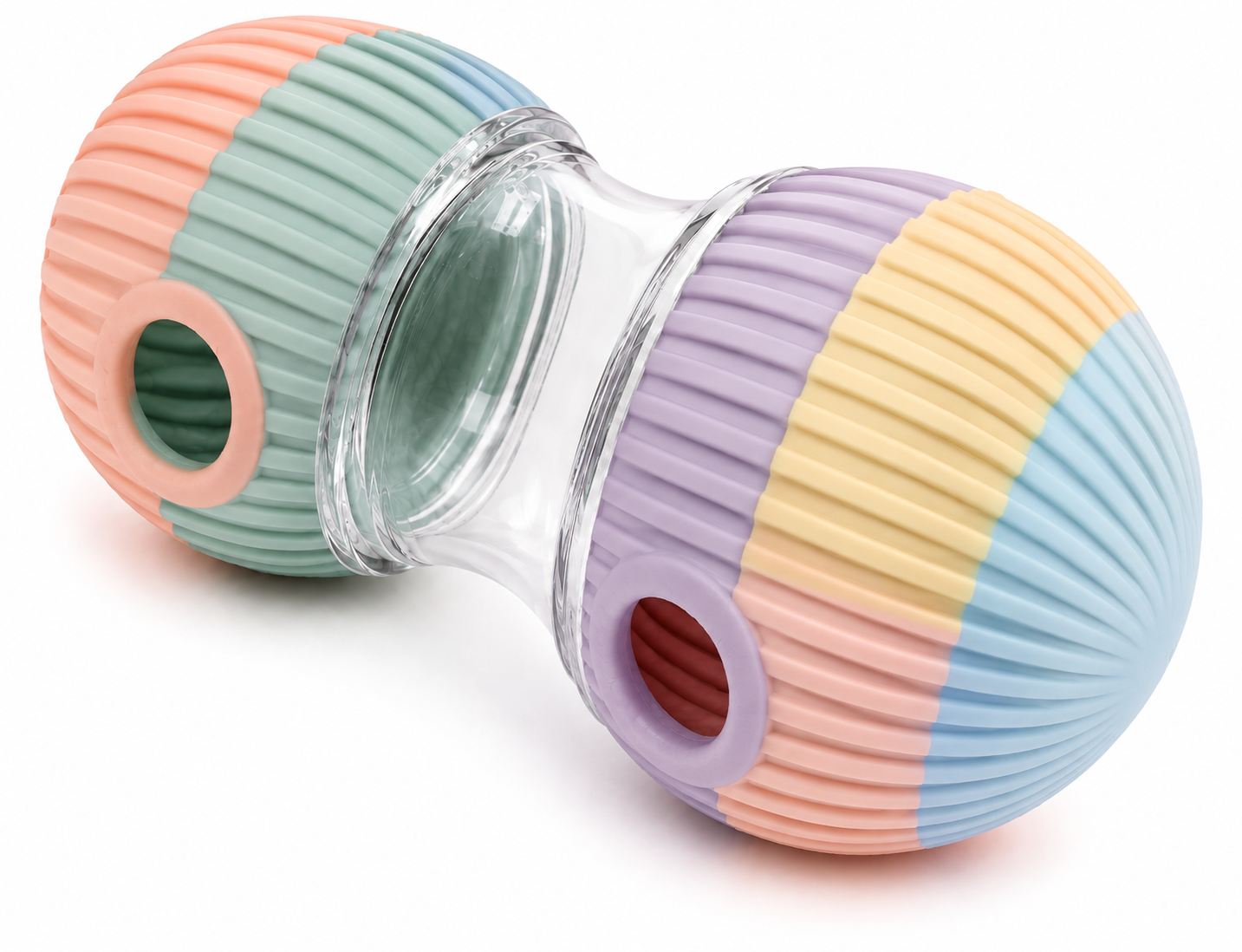 Pastel Dumbbell-Shaped Dog Treat Dispenser and Rolling Toy