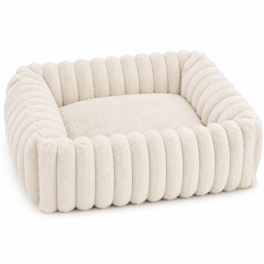 Rectangle Fleece Dog Bed with Raised Sides and Washable Cover