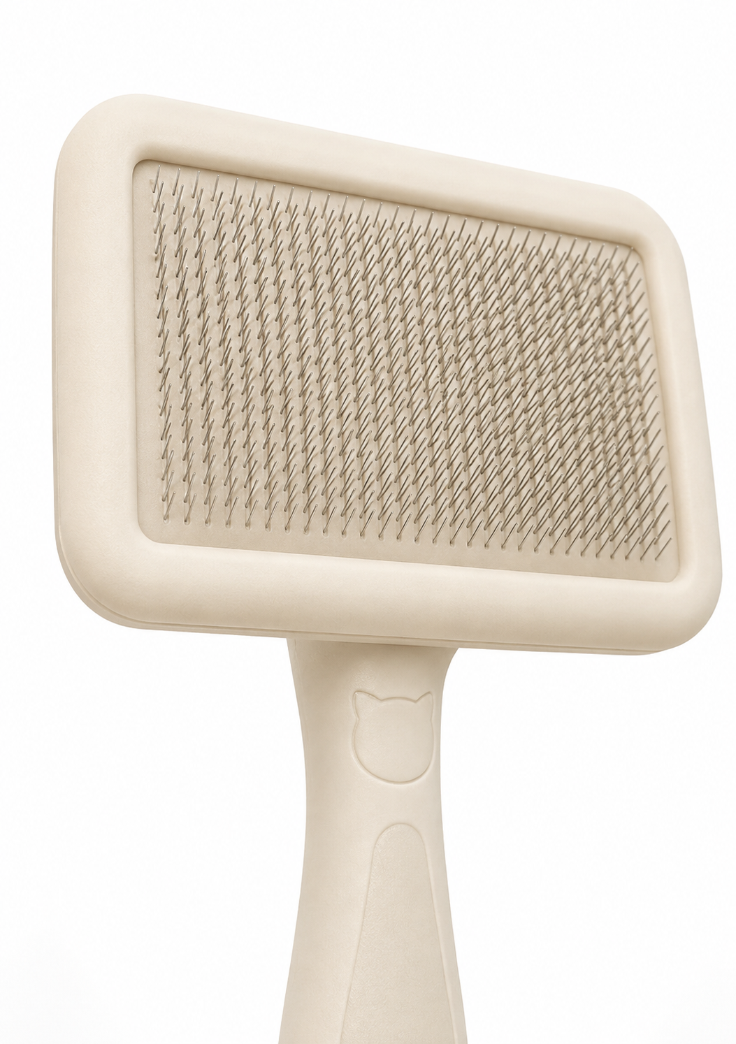 Rectangular Self-Cleaning Slicker Brush for Cats – Cream