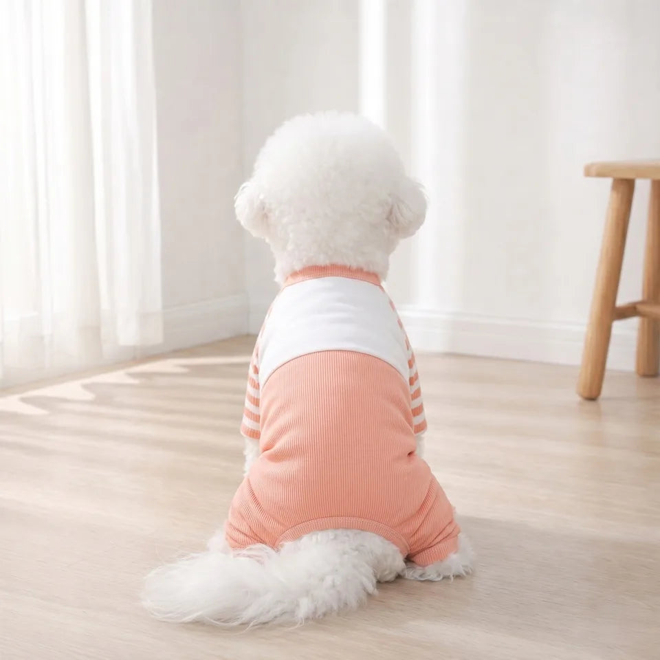 Striped Dog Pajamas Jumpsuit – Soft Four-Leg Outfit
