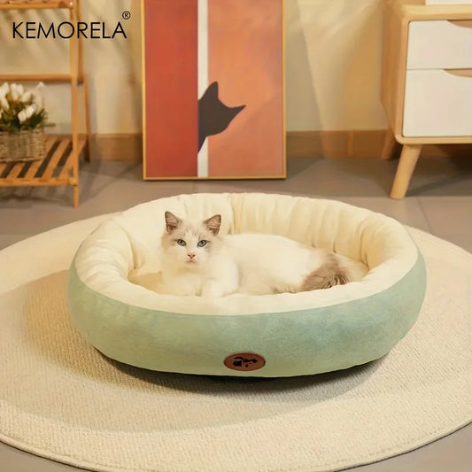 Plush Oval Snuggle Pet Bed for Cats and Small Dogs