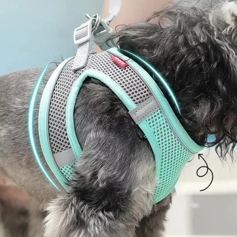 Adjustable Reflective Pet Harness Set With Leash