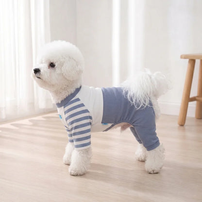 Striped Dog Pajamas Jumpsuit – Soft Four-Leg Outfit