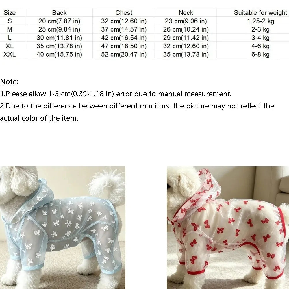Breathable Mesh Dog Sunscreen Hoodie With Butterfly Print
