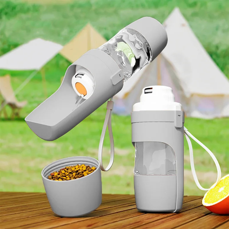 Portable Pet Water Bottle With Food Storage 500 ml