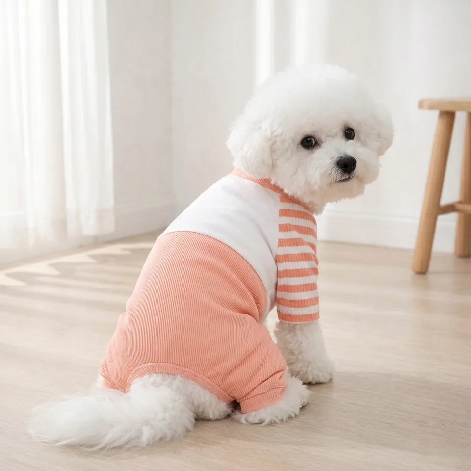 Striped Dog Pajamas Jumpsuit – Soft Four-Leg Outfit
