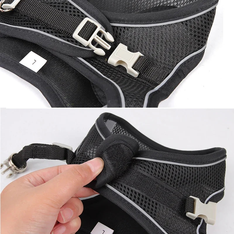 Adjustable Reflective Pet Harness Set With Leash