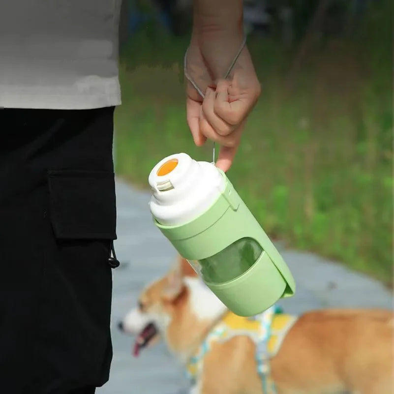 Portable Pet Water Bottle With Food Storage 500 ml