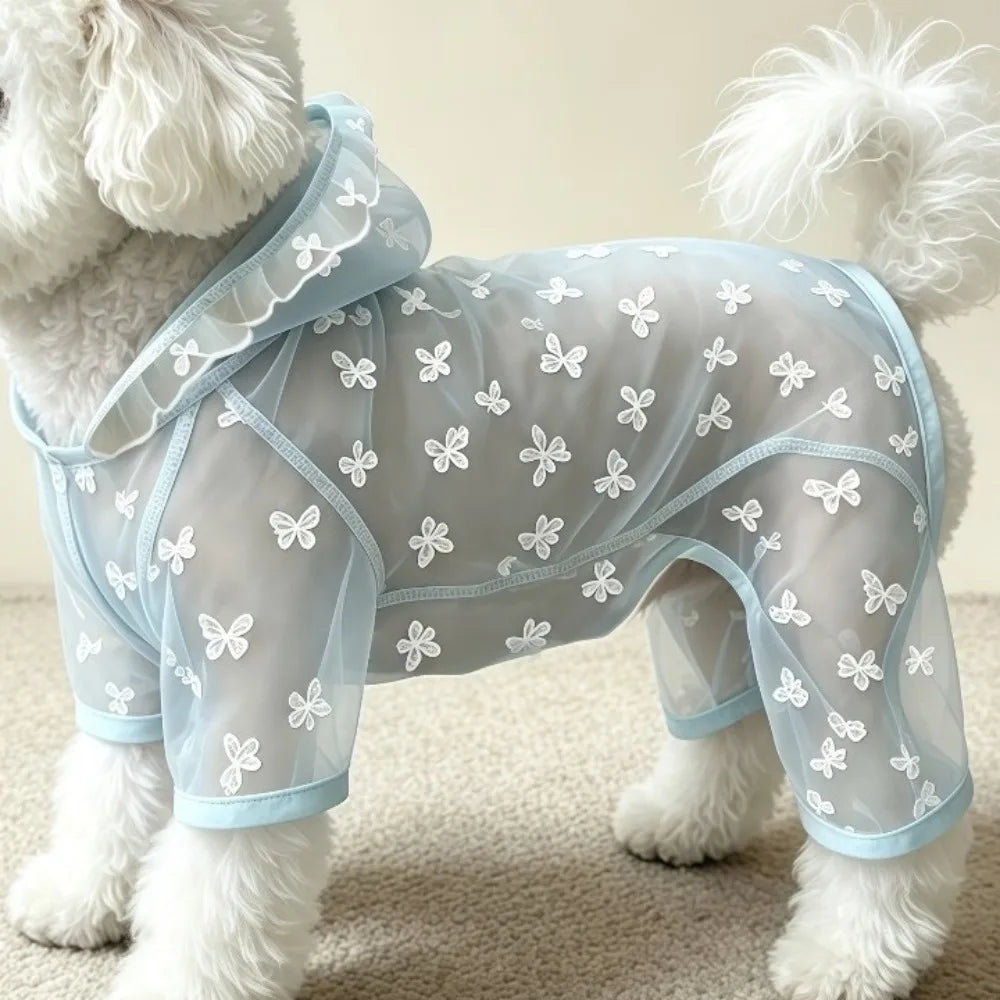 Breathable Mesh Dog Sunscreen Hoodie With Butterfly Print