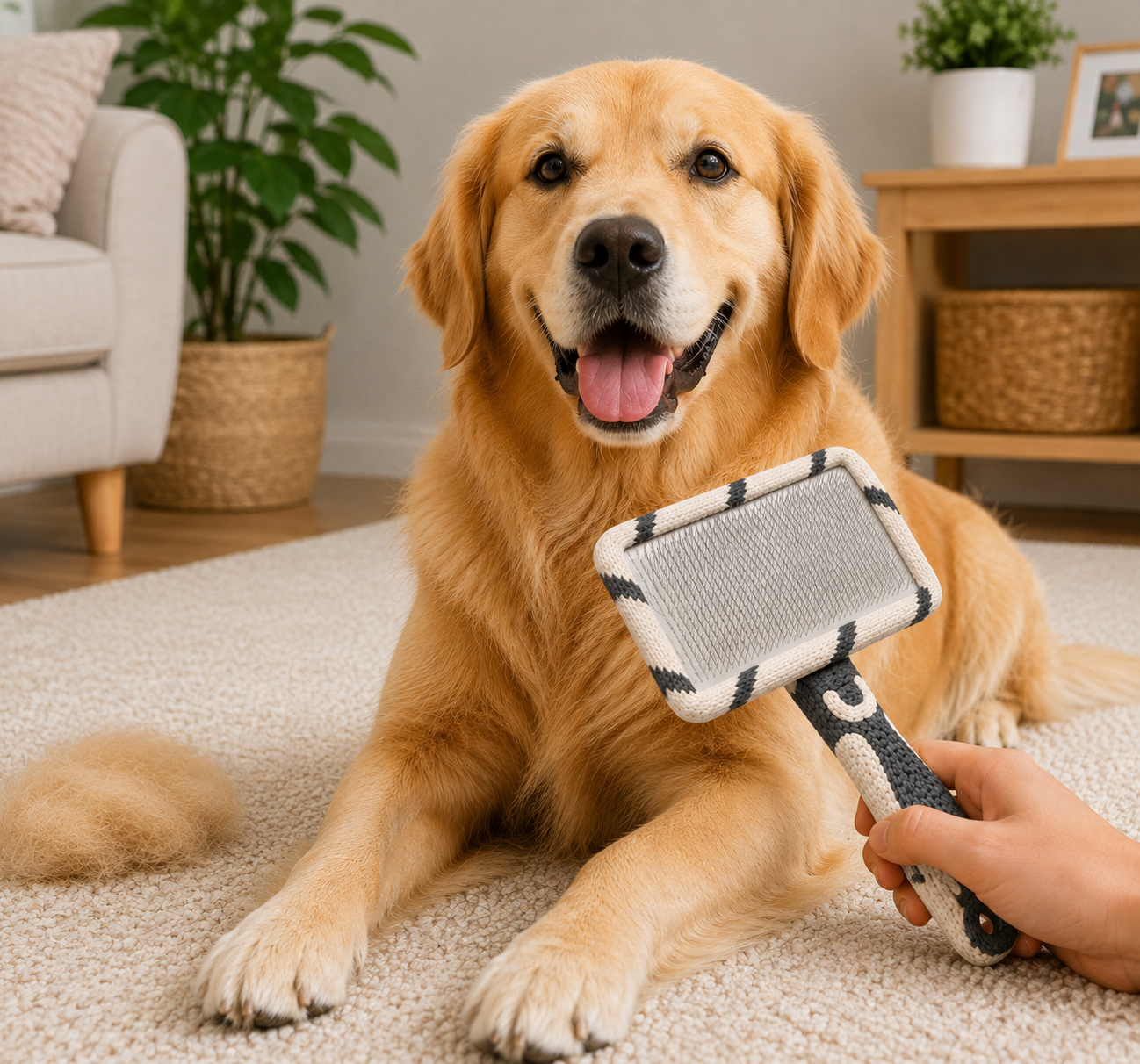 Self Cleaning Slicker Dog Brush – Rectangular Pet Grooming Brush for Shedding, Detangling and Coat Maintenance