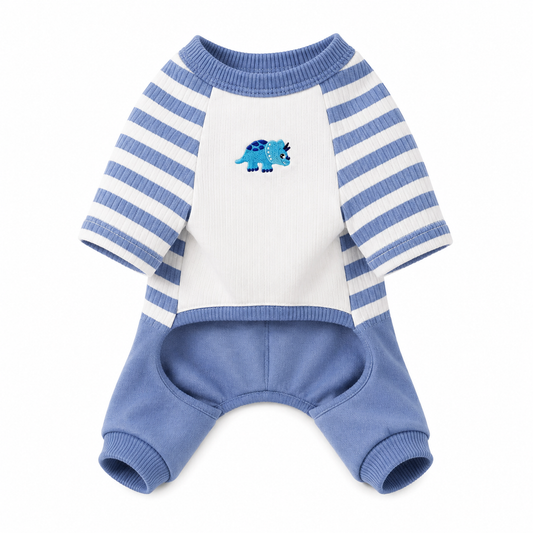 Striped Dog Pajamas Jumpsuit – Soft Four-Leg Outfit